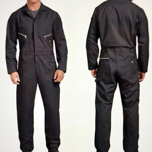 Dickies Men's Black Deluxe Long Sleeve Coveralls with Brass Zippers NWOT
